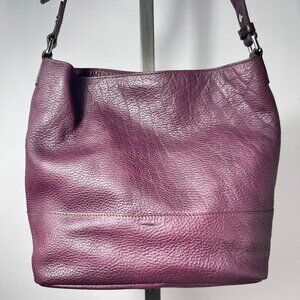 SHINOLA Detroit Pebbled Leather Messenger Crossbody Purple Bag Made in USA